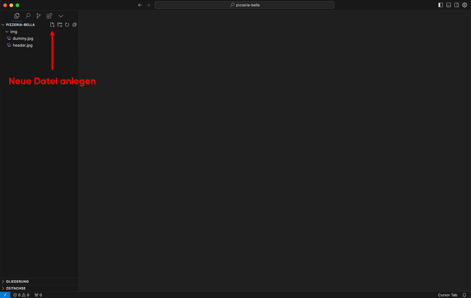 Screenshot: Cursor Dateien anlegen