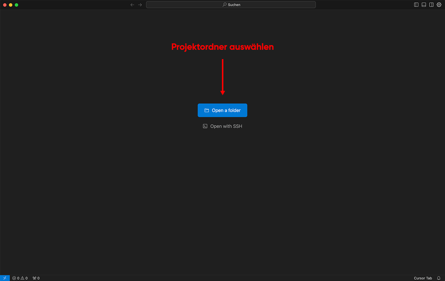 Screenshot: Cursor nach dem Start