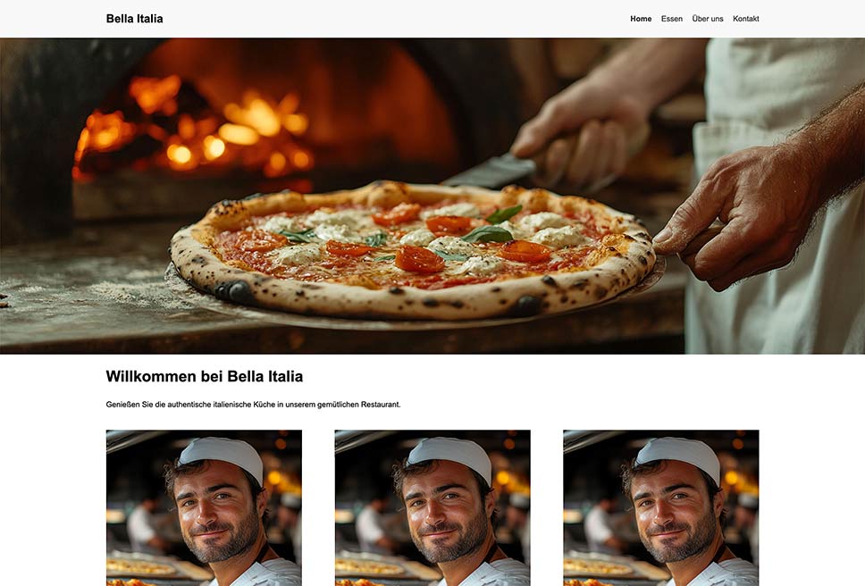 Screenshot: Website Pizzeria Bella Italia Desktop